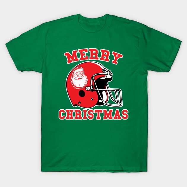 Merry Christmas Santa Football Helmet T-Shirt by HelmetAddict